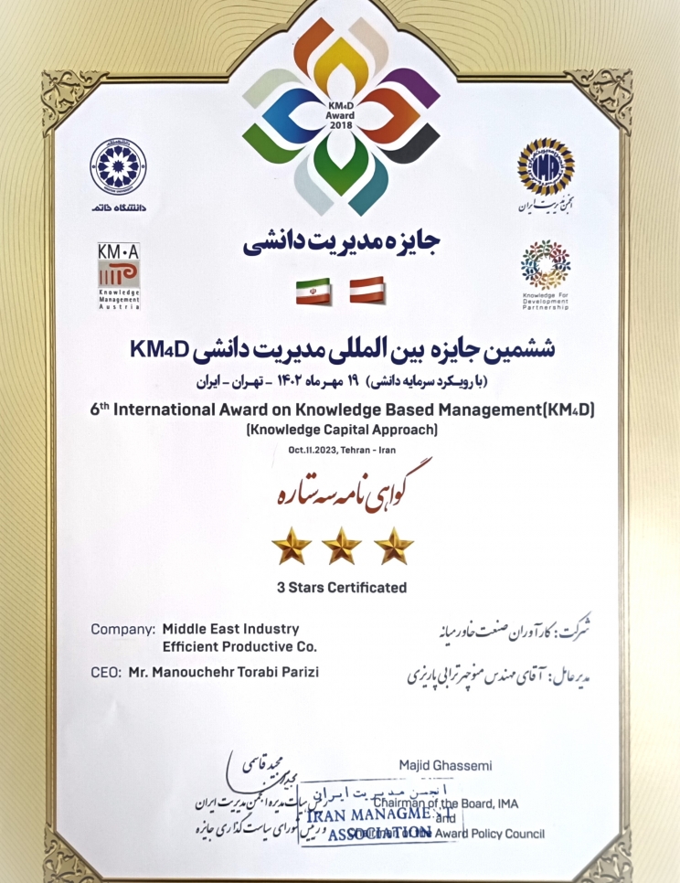 ششمین جایزه بین المللی مدیریت دانشی KM4D